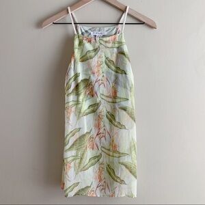 BCBGeneration • Tropical Print Sheer Overlay‎ Top in Green and Orange, Size XS